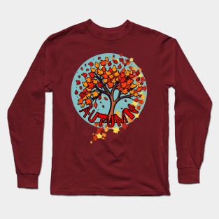 Fresh Autumn Fall morning colored leaves Falling Long Sleeve T-Shirt